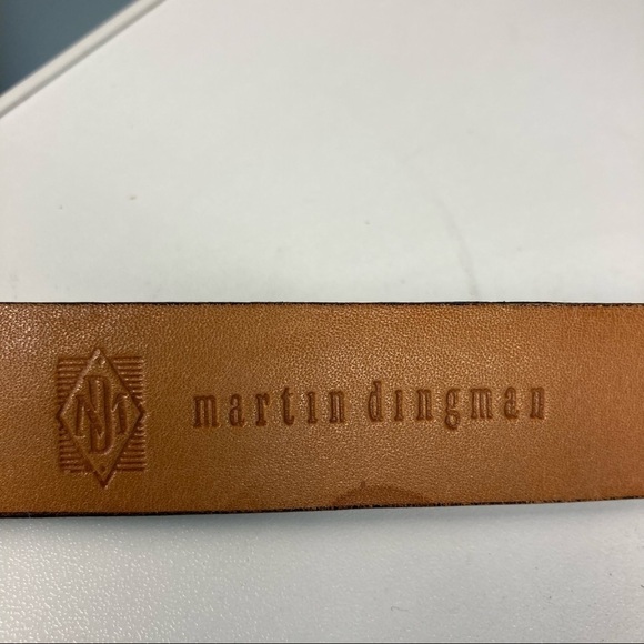 MARTIN DINGMAN Sz 40 Alligator Grain Italian Calfskin Solid Brass Buckle Belt - Picture 4 of 6